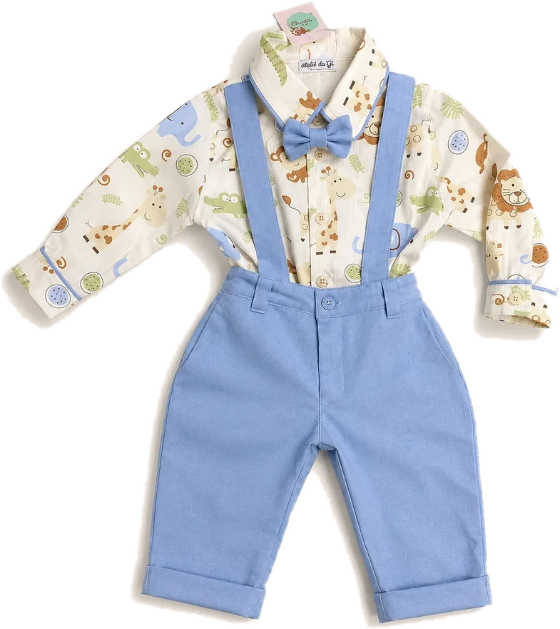 Conjunto Safari Elegante pronto, com etiqueta do ateliê